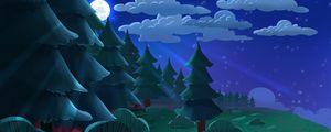 Preview wallpaper trees, moon, night, landscape, art