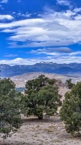 Preview wallpaper trees, mountains, distance, sky