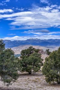 Preview wallpaper trees, mountains, distance, sky