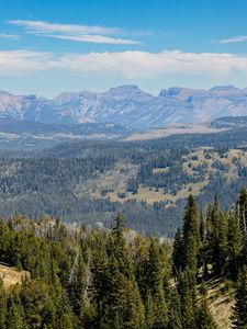 Preview wallpaper trees, mountains, landscape, nature, hills