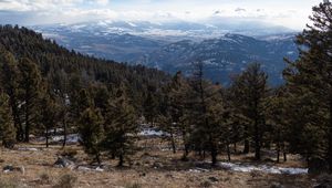 Preview wallpaper trees, mountains, landscape, nature, peaks