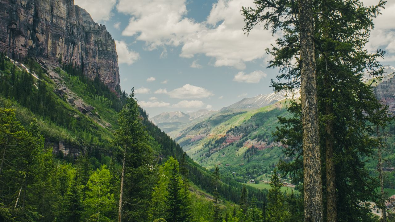 Wallpaper trees, mountains, landscape, forest, rocks