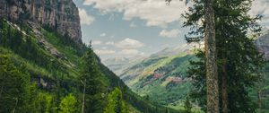 Preview wallpaper trees, mountains, landscape, forest, rocks