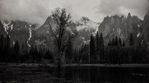 Preview wallpaper trees, mountains, landscape, nature