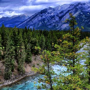 Preview wallpaper trees, mountains, river, nature