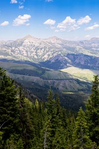 Preview wallpaper trees, mountains, sky, clouds, landscape