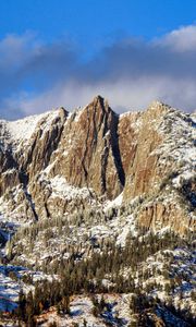 Preview wallpaper trees, mountains, snow, clouds, sky, nature