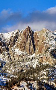 Preview wallpaper trees, mountains, snow, clouds, sky, nature