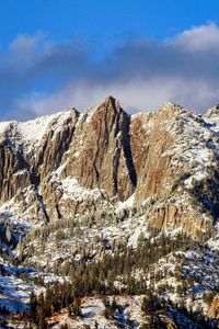 Preview wallpaper trees, mountains, snow, clouds, sky, nature