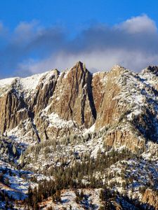 Preview wallpaper trees, mountains, snow, clouds, sky, nature