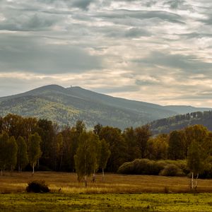 Preview wallpaper trees, mountains, valley, nature, landscape