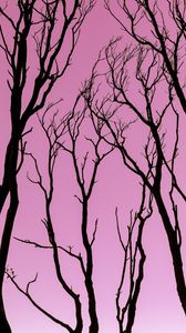 Preview wallpaper trees, pink, silhouette, dark