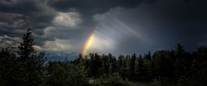 Preview wallpaper trees, rainbow, sky, dark