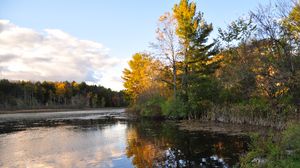 Preview wallpaper trees, reflection, lake, autumn, landscape