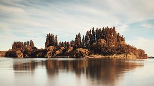 Preview wallpaper trees, reflection, lake, clouds, sky