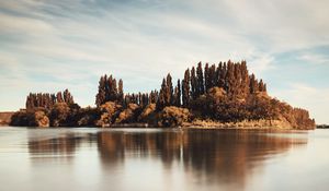 Preview wallpaper trees, reflection, lake, clouds, sky