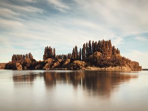 Preview wallpaper trees, reflection, lake, clouds, sky