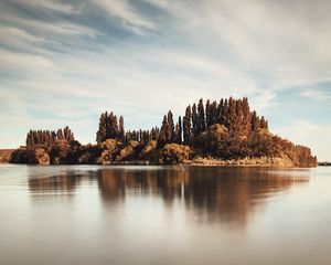 Preview wallpaper trees, reflection, lake, clouds, sky