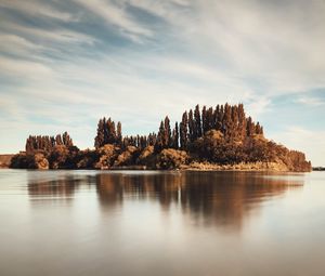 Preview wallpaper trees, reflection, lake, clouds, sky