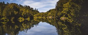 Preview wallpaper trees, reflection, river, sky