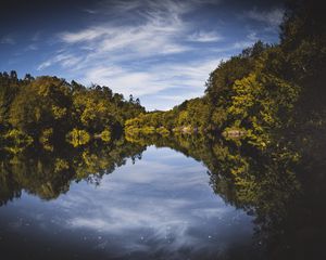 Preview wallpaper trees, reflection, river, sky