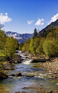 Preview wallpaper trees, river, mountains, rocks, nature