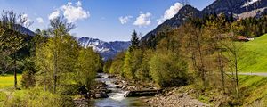 Preview wallpaper trees, river, mountains, rocks, nature