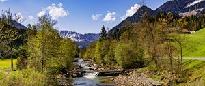 Preview wallpaper trees, river, mountains, rocks, nature