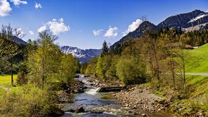 Preview wallpaper trees, river, mountains, rocks, nature