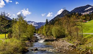 Preview wallpaper trees, river, mountains, rocks, nature