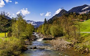 Preview wallpaper trees, river, mountains, rocks, nature