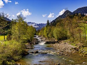 Preview wallpaper trees, river, mountains, rocks, nature