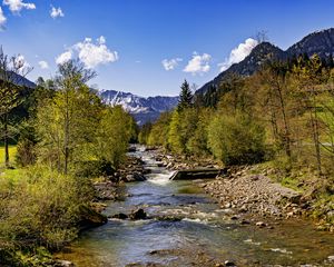 Preview wallpaper trees, river, mountains, rocks, nature