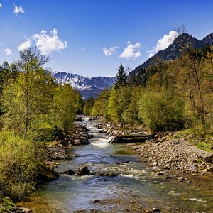 Preview wallpaper trees, river, mountains, rocks, nature
