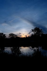 Preview wallpaper trees, river, silhouette, grass, night