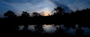 Preview wallpaper trees, river, silhouette, grass, night