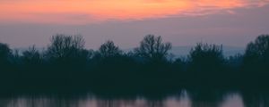 Preview wallpaper trees, river, sunset, horizon, reflection