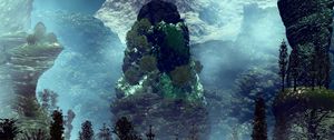 Preview wallpaper trees, rocks, mountains, art, landscape