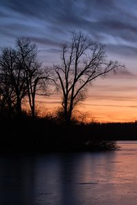 Preview wallpaper trees, shore, river, nature, evening