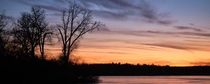 Preview wallpaper trees, shore, river, nature, evening