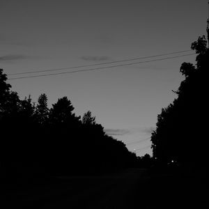 Preview wallpaper trees, silhouette, bw, sky