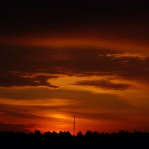 Preview wallpaper trees, silhouette, shadows, clouds, sunset, dark, landscape