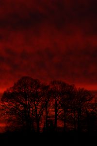 Preview wallpaper trees, silhouette, sunset, sky, red