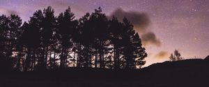 Preview wallpaper trees, silhouettes, night, starry sky, dark