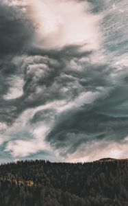 Preview wallpaper trees, sky, clouds, forest, aerial view