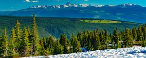 Preview wallpaper trees, slope, snow, forest, mountains