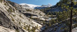 Preview wallpaper trees, slopes, mountains