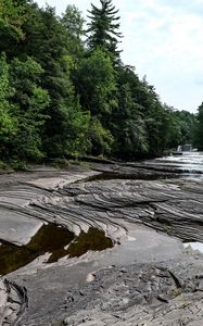 Preview wallpaper trees, stones, river, relief, landscape, nature