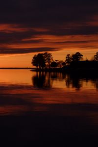 Preview wallpaper trees, sunset, lake, night