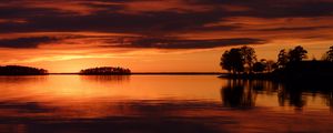 Preview wallpaper trees, sunset, lake, night